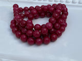 Deep Berry Red Jade Faceted Round Beads / Full Strand Dyed Mountain Jade 10mm beads in a lovely vibrant red / Great Earring Necklace Size