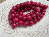 Deep Berry Red Jade Faceted Round Beads / Full Strand Dyed Mountain Jade 10mm beads in a lovely vibrant red / Great Earring Necklace Size