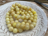 Yellow Jade Faceted Round Beads / Full Strand Dyed Mountain Jade 10mm beads in soft yet bright popcorn yellow / Great Earring Necklace Size