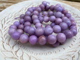 Lavender Jade Faceted Round Beads - Full Strand Dyed Mountain Jade 10mm bead in lovely salt water taffy purple grape - Earring Necklace Size - LakiKaiSupply