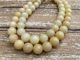 Yellow Jade Faceted Round Beads / Full Strand Dyed Mountain Jade 10mm beads in soft yet bright popcorn yellow / Great Earring Necklace Size