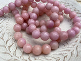 ROSE PINK 10mm Jade Faceted Round Beads Full Strand Dyed Mountain Jade 10mm / Lovely Light Pastel Pink Tea Rose / Earring Necklace Size