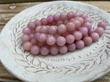 ROSE PINK 10mm Jade Faceted Round Beads Full Strand Dyed Mountain Jade 10mm / Lovely Light Pastel Pink Tea Rose / Earring Necklace Size