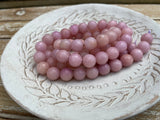 ROSE PINK 10mm Jade Faceted Round Beads Full Strand Dyed Mountain Jade 10mm / Lovely Light Pastel Pink Tea Rose / Earring Necklace Size