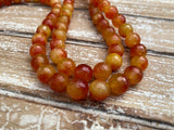 CARNELIAN ORANGE 10 mm Faceted Round Beads / Strand of Dyed Mountain Jade in soft orange / Great Earring Necklace Size