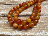 CARNELIAN ORANGE 10 mm Faceted Round Beads / Strand of Dyed Mountain Jade in soft orange / Great Earring Necklace Size