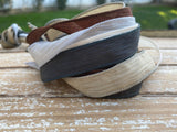 Classic Neutrals silk ribbon assortment - Qty 6 strings - Crinkle silk - necklace or yoga wrap bracelets - hand dyed earthy rich earth tones