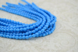 TURQUOISE BLUE 4mm Faceted Round Czech Glass Beads Qty 50 /Full Strand /Opaque Aqua Firepolished Small Spacer Bead