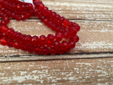 Light Siam rosebud beads - Red Czech glass beads  6mm x 5mm Qty 25 - Carved Rose Bud Flower Bead - Bohemian Glass