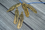 TierraCast Feather Pendant - 2" Tall feather charm 49mm in Antique Gold - Qty 1 to 4 - Western Southwest pewter charms - Made in the USA