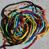 Brights Silk Cords Assortment - Qty 7 Assorted Silk Strings  3mm to 4mm Thick - Hand Dyed Hand Sewn Handmade Cording Samplers