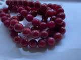 Deep Berry Red Jade Faceted Round Beads / Full Strand Dyed Mountain Jade 10mm beads in a lovely vibrant red / Great Earring Necklace Size