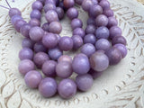 Lavender Jade Faceted Round Beads - Full Strand Dyed Mountain Jade 10mm bead in lovely salt water taffy purple grape - Earring Necklace Size - LakiKaiSupply