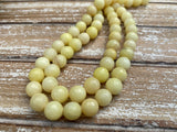 Yellow Jade Faceted Round Beads / Full Strand Dyed Mountain Jade 10mm beads in soft yet bright popcorn yellow / Great Earring Necklace Size