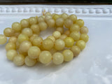 Yellow Jade Faceted Round Beads / Full Strand Dyed Mountain Jade 10mm beads in soft yet bright popcorn yellow / Great Earring Necklace Size