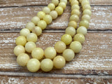 Yellow Jade Faceted Round Beads / Full Strand Dyed Mountain Jade 10mm beads in soft yet bright popcorn yellow / Great Earring Necklace Size