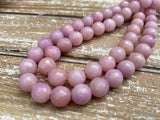 ROSE PINK 10mm Jade Faceted Round Beads Full Strand Dyed Mountain Jade 10mm / Lovely Light Pastel Pink Tea Rose / Earring Necklace Size