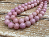 ROSE PINK 10mm Jade Faceted Round Beads Full Strand Dyed Mountain Jade 10mm / Lovely Light Pastel Pink Tea Rose / Earring Necklace Size