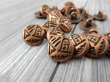 Primitive Buttons, Antique Copper Button,  5/8" Qty 4 , Primitive Ship At Sea, Nautical Round Metal Button GLeather Wrap Clasps or Clothing