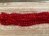 Light Siam rosebud beads - Red Czech glass beads  6mm x 5mm Qty 25 - Carved Rose Bud Flower Bead - Bohemian Glass