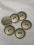 Primitive Metal Buttons 1 1/4” Two Hole Antique Silver, Two Sided Rustic Animal Print Spots or Plain Primitive Button, Qty 4 or 8 Concave