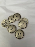 Primitive Metal Buttons 1 1/4” Two Hole Antique Silver, Two Sided Rustic Animal Print Spots or Plain Primitive Button, Qty 4 or 8 Concave