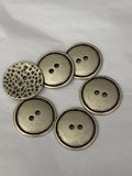 Primitive Metal Buttons 1 1/4” Two Hole Antique Silver, Two Sided Rustic Animal Print Spots or Plain Primitive Button, Qty 4 or 8 Concave