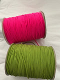 2mm Round Elastic String, Green or Hot Pink, Elastic Cord, Nylon Coated, Face Mask Cording 5 or 10 Yards - LakiKaiSupply