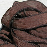 Dark Chocolate Brown silk ribbons - 5 silk bracelet wraps - Wonderful for jewelry making, floral trim or other crafts stringing supplies