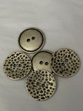 Primitive Metal Buttons 1 1/4” Two Hole Antique Silver, Two Sided Rustic Animal Print Spots or Plain Primitive Button, Qty 4 or 8 Concave