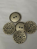 Primitive Metal Buttons 1 1/4” Two Hole Antique Silver, Two Sided Rustic Animal Print Spots or Plain Primitive Button, Qty 4 or 8 Concave