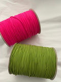 2mm Round Elastic String, Green or Hot Pink, Elastic Cord, Nylon Coated, Face Mask Cording 5 or 10 Yards - LakiKaiSupply