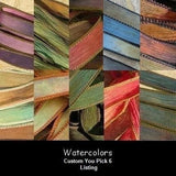 WATERCOLOR Silk Ribbons Hand Dyed and Sewn Strings You PICK 6 ASSORTMENT, Great for Necklaces or Silk Wrap Jewelry