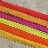 CHILI PEPPERS Hand Dyed and Sewn Silk Ribbon Assortment 6 Ribbons Coral Orange Sunflower Fuchsia Yellow Orange Gold, Great Wraps or Crafts