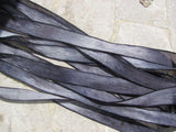 Stone silk ribbons - Gray and black crinkle silk ribbon - Hand dyed handmade - Qty 5 to 25 bulk wholesale jewelry making stringing supplies