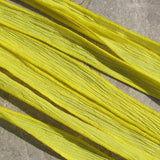 SUNSHINE YELLOW Silk Ribbons, Qty 5 Silk Strings Hand Dyed Handmade Crinkle Silk Ribbon Bright Sunny Lemon Yellow, Jewelry or Craft Ribbon