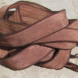 Mocha Brown Silk Ribbons, Hand Dyed Brown Ribbons, Qty 5 Handmade Strings  Hand-Dyed Jewelry or Craft Ribbon Bridal Flower Bouquet Trim