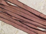 Mocha Brown Silk Ribbons, Hand Dyed Brown Ribbons, Qty 5 Handmade Strings  Hand-Dyed Jewelry or Craft Ribbon Bridal Flower Bouquet Trim