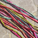 Tropical Island Silk Cording Assortment, Silk Cords, Hand Dyed Sewn, 10 to 100, Bracelet Wraps, Kumihimo Braids Bridal Flower Bouquet Trim