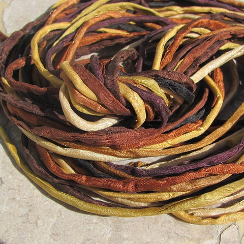 BROWNIES Silk Cords, Brown Silk Strings, 2-3mm, Bulk Qty 10 to 50, Jewelry Cords, Wrap Bracelets, Hand Dyed Hand Sewn