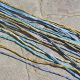 Beach House Silk Cords, Select 5 to 50 Silk Strings, Each string is 40" long x 2-3mm wide, Hand Painted Hand Sewn Kumihimo Braiding Cords