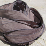 TAUPE Silk Ribbon Hand Dyed Silk Strings Crinkle Silk Ribbon Bulk Wholesale Bracelet Ribbons Qty 5 to 25 Soft Gray Brown Ties for Silk Wraps