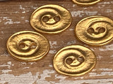 Oval SWIRL Buttons, Gold Tierracast 17mm Qty 4 to 20 Gold Plate, Double Sided Metal Button, Leather Wrap Clasps or Clothing, Two Hole Button