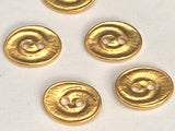 Oval SWIRL Buttons, Gold Tierracast 17mm Qty 4 to 20 Gold Plate, Double Sided Metal Button, Leather Wrap Clasps or Clothing, Two Hole Button