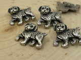 Puppy Antique Silver Metal Buttons, 1" Button, Dog Metal Button, Qty 4, Shank Button, Great for Leather Wrap Clasps or Clothing