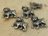 Puppy Antique Silver Metal Buttons, 1" Button, Dog Metal Button, Qty 4, Shank Button, Great for Leather Wrap Clasps or Clothing