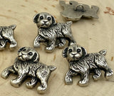 Puppy Antique Silver Metal Buttons, 1" Button, Dog Metal Button, Qty 4, Shank Button, Great for Leather Wrap Clasps or Clothing