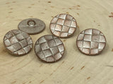 Basket Weave Metal Buttons Copper with White Patina Metal Button 25mm, 1”  Qty 4 Round Button, Great Leather Wrap Clasps Clothing Buttons