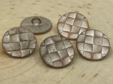 Basket Weave Metal Buttons Copper with White Patina Metal Button 25mm, 1”  Qty 4 Round Button, Great Leather Wrap Clasps Clothing Buttons