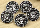 HISTORIC ROUTE 66 Metal Buttons, Highway 66, Qty 4 to 24, Antique Silver 5/8" Wide, 15mm, Shank Back Button, Old Hwy 66